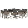 vidaXL 11-tlg. Garten-Essgruppe mit Kissen Grau Poly Rattan