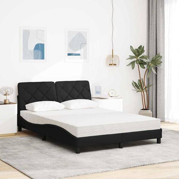 vidaXL Bett mit Matratze Schwarz 120x200 cm Stoff