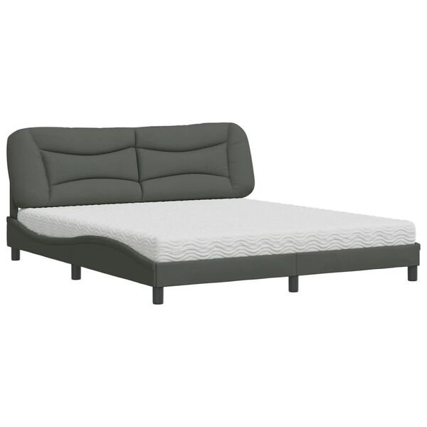 vidaXL Bett mit Matratze "Hvar" Dunkelgrau 180x200 cm Stoff