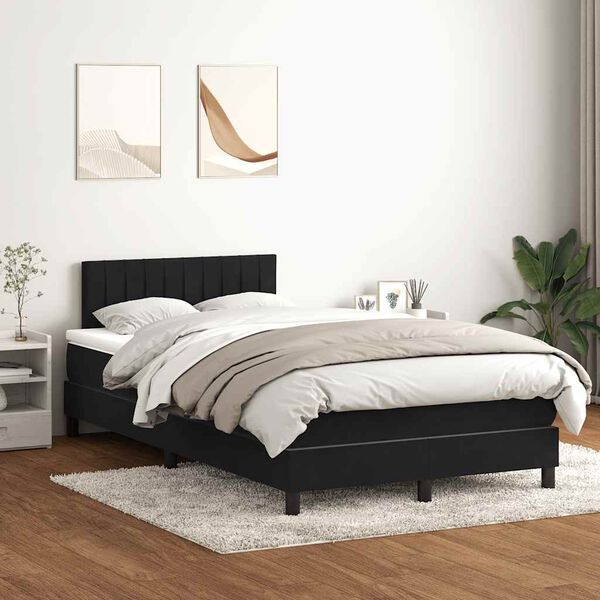 vidaXL Boxspringbett mit Matratze & LED Schwarz 120x220 cm Samt
