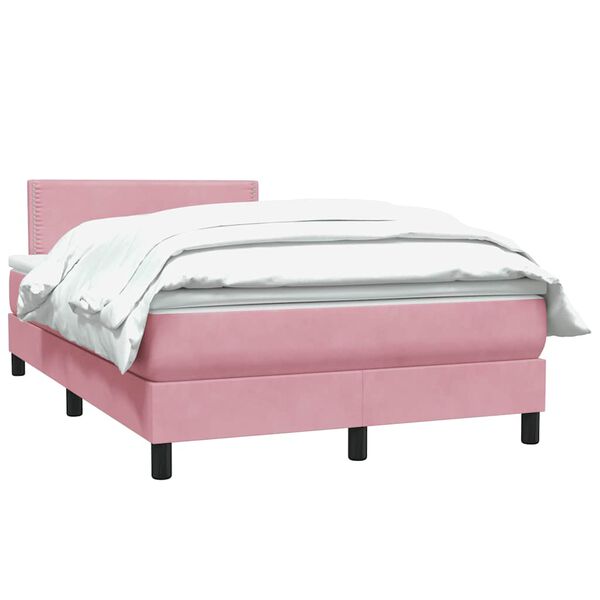 vidaXL Boxspringbett mit Matratze Rosa 120x210 cm Samt