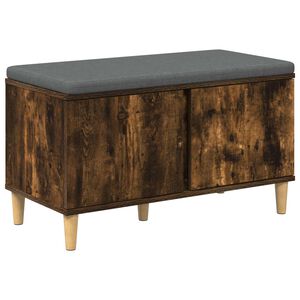 vidaXL Flurbank mit Kissen mit T&uuml;r Ger&auml;ucherte Eiche 80 x 38 x 46 cm