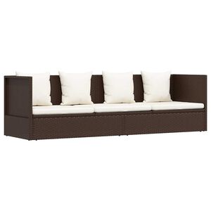 vidaXL Garten-Sofabett mit Kissen Poly Rattan Braun