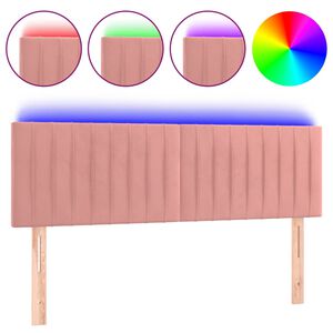 vidaXL LED Kopfteil Rosa 144x5x78/88 cm Samt