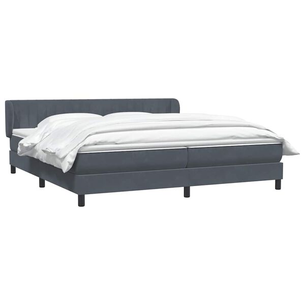 vidaXL Boxspringbett mit Matratzen Dunkelgrau 200x210 cm Samt