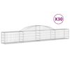 vidaXL Gabionen mit Hochbogen 30 Stk. 300x30x40/60 cm Verzinktes Eisen