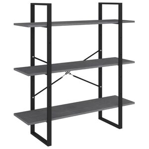 vidaXL B&uuml;cherregal 3 B&ouml;den Grau 100x30x105 cm Massivholz Kiefer
