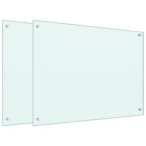 vidaXL K&uuml;chenr&uuml;ckw&auml;nde 2 Stk. Wei&szlig; 80x60 cm Hartglas