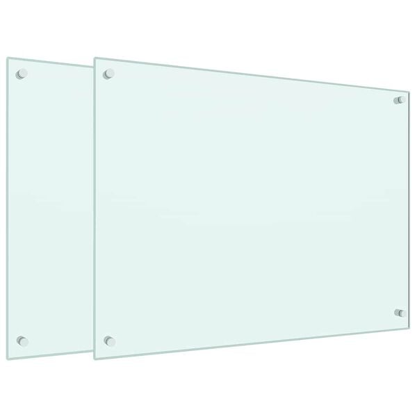 vidaXL Küchenrückwände 2 Stk. Weiß 80x60 cm Hartglas