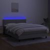 vidaXL Boxspringbett mit Matratze & LED Hellgrau 140x200 cm Stoff