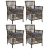 vidaXL Gartenstuhl mit Kissen 4 pcs Grau und Dunkelgrau Poly-Rattan