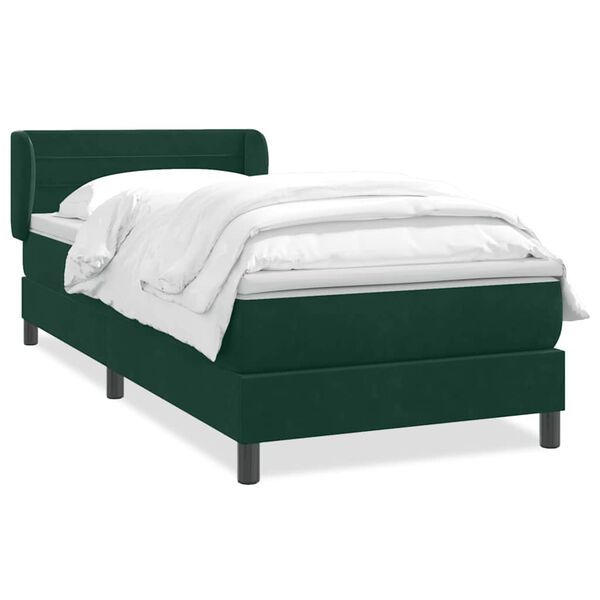 vidaXL Boxspringbett mit Matratze Dunkelgr&uuml;n 80x220 cm Samt