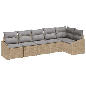 vidaXL Sofa Set mit Kissen 6 pcs Beige Poly Rattan