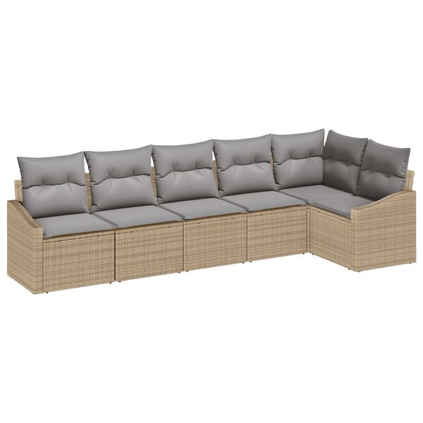 vidaXL Sofa Set mit Kissen 6 pcs Beige Poly Rattan