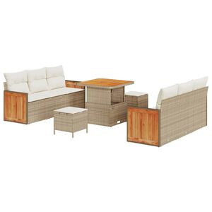 vidaXL Gartensofa-set 11 stk. 8-Sitzanzahl Beige und Creme Poly-Rattan