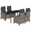 vidaXL 5-tlg. Garten-Essgruppe mit Kissen Grau Poly Rattan