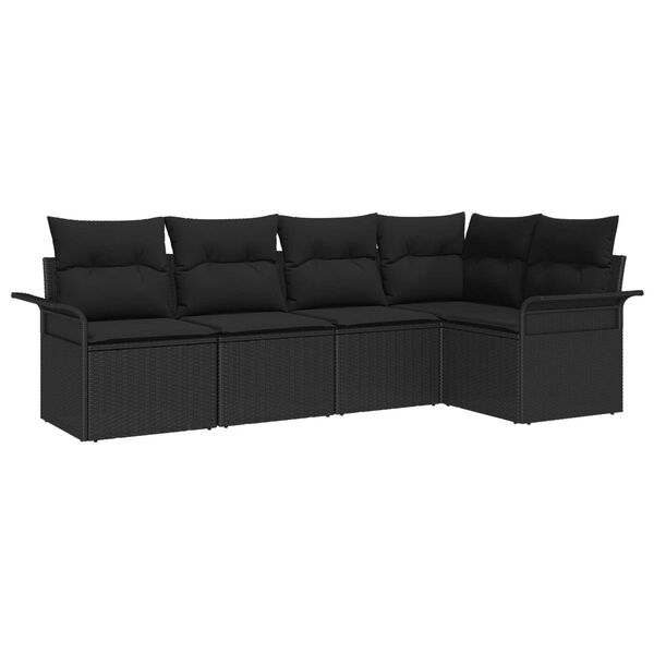 vidaXL Gartensofa-set mit Kissen 5 pcs Schwarz Poly-Rattan