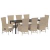 vidaXL Garten Essgruppe mit Kissen 9 pcs Beige Poly-Rattan
