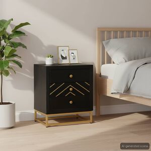 vidaXL Nachttisch Schwarz und Golden 40 x 30 x 50 cm Mango Massivholz