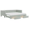 vidaXL Tagesbett Ausziehbar mit Schubladen Hellgrau 90x200 cm Samt
