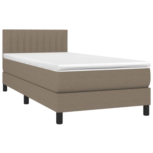 vidaXL Boxspringbett mit Matratze & LED Taupe 90x200 cm Stoff