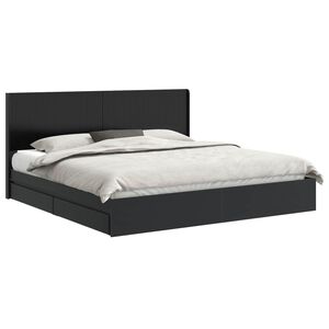 vidaXL Bettgestell mit Stauraum und Kopfteil Schwarz 200 x 200 cm