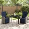 vidaXL Garten Essgruppe mit Kissen 3 pcs Grau Poly-Rattan