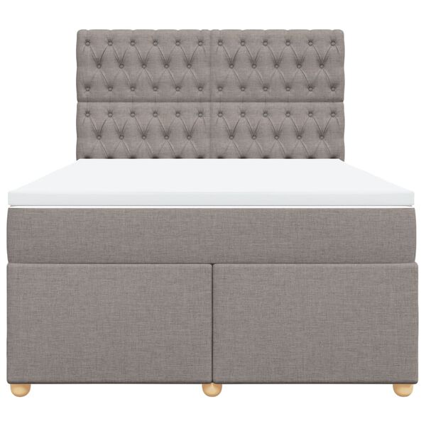 vidaXL Boxspringbett mit Matratze Taupe 140x200 cm Stoff