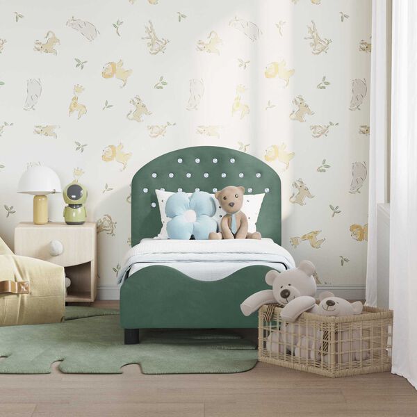 vidaXL Kinderbettgestell mit Kopfteil Meergrün 70 x 140 cm Samt