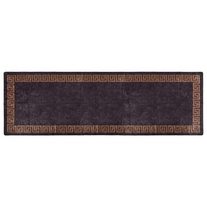 vidaXL Teppich Waschbar 80x300 cm Schwarz und Golden Rutschfest