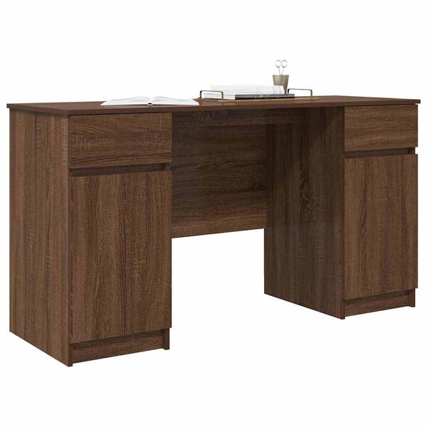 vidaXL Schreibtisch Braun Eichen-Optik 140 x 49 x 76 cm Holzwerkstoff