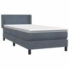 vidaXL Boxspringbett mit Matratze Dunkelgrau 90x210 cm Samt