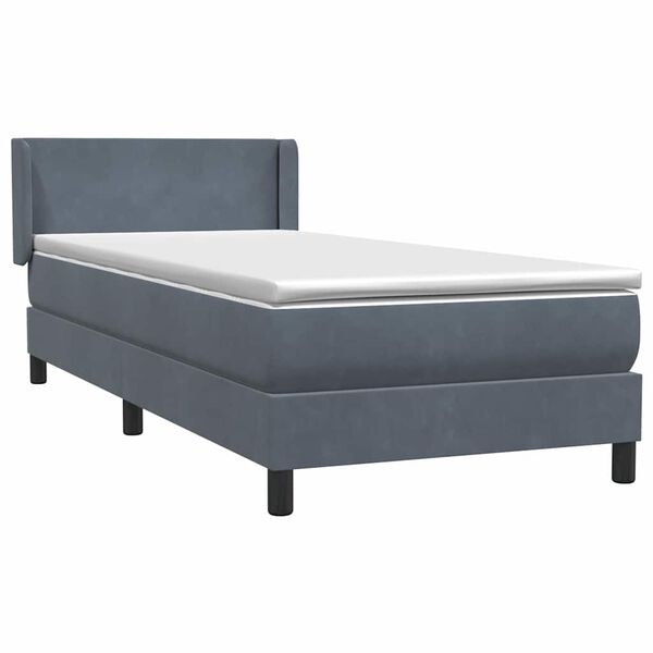 vidaXL Boxspringbett mit Matratze Dunkelgrau 90x210 cm Samt