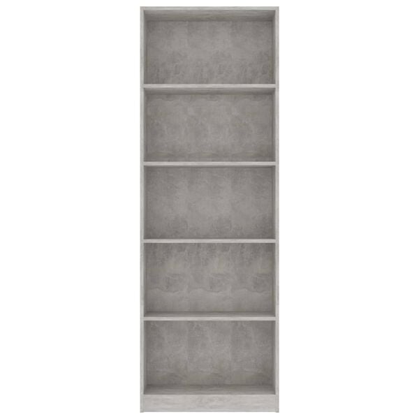 vidaXL Bücherregal 5 Fächer Betongrau 60x24x175 cm Holzwerkstoff