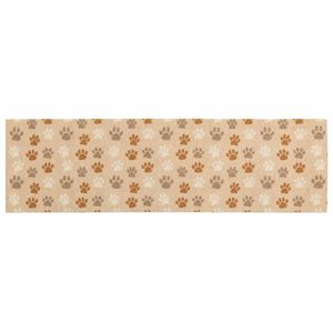 vidaXL K&uuml;chen Teppich Beige Pfoten 150 x 45 cm 100% Polyamid Waschbar