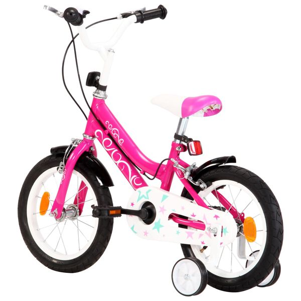 vidaXL Kinderfahrrad 14 Zoll Schwarz und Rosa