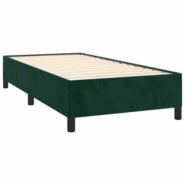 vidaXL Boxspringbett mit Matratze Dunkelgr&uuml;n 90x200 cm Samt