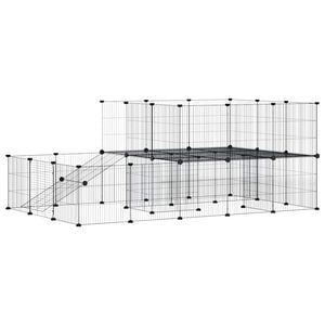 vidaXL 44-tlg. Haustierk&auml;fig mit T&uuml;r Schwarz 175x105x70 cm Stahl