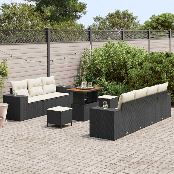 vidaXL Garten-Sofa-Set 10 pcs Schwarz Poly-Rattan