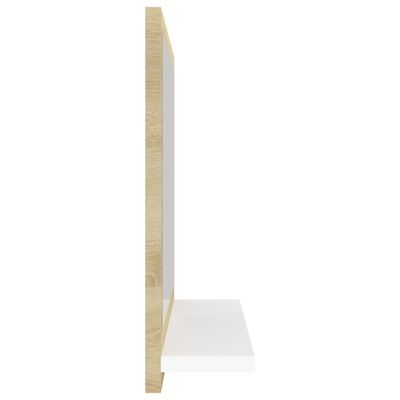 vidaXL Badspiegel Weiß und Sonoma-Eiche 40x10,5x37 cm Holzwerkstoff