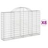 vidaXL Gabionen mit Hochbogen 8 Stk. 200x30x120/140cm Verzinktes Eisen