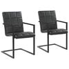 vidaXL Freischwinger 2 Stk. Schwarz Echtleder