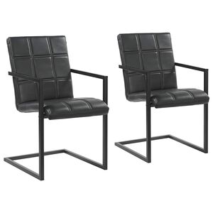 vidaXL Freischwinger 2 Stk. Schwarz Echtleder