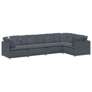 vidaXL Modulares Sofa mit Kissen Samt Dunkelgrau