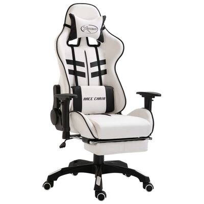 vidaXL Gaming-Stuhl mit Fußstütze Schwarz Kunstleder