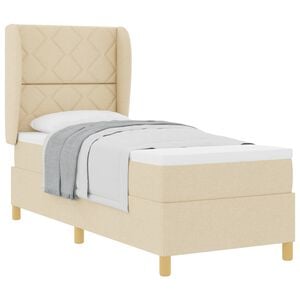 vidaXL Boxspringbett mit Kopfteil Creme 200 x 80 cm Stoff