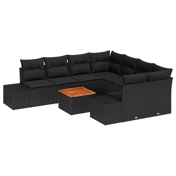 vidaXL Garten-Sofa-Set 9 pcs Schwarz