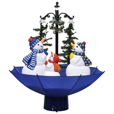 vidaXL Weihnachtsbaum mit Schnee und Schirm-Fuß Blau 75 cm PVC