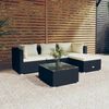 vidaXL 5-tlg. Garten-Lounge-Set mit Kissen Poly Rattan Schwarz