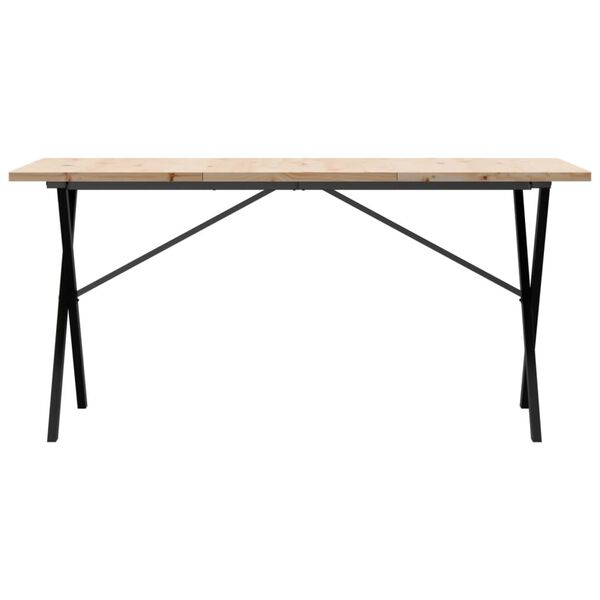 vidaXL Esstisch X-Gestell 160x80x75,5 cm Massivholz Kiefer & Stahl